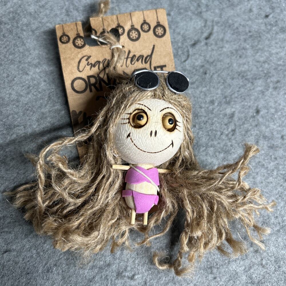 NWT‎ Pier 1 Imports Crazy Head Halloween Ornament Bikini Girl w/Blonde Hair HTF